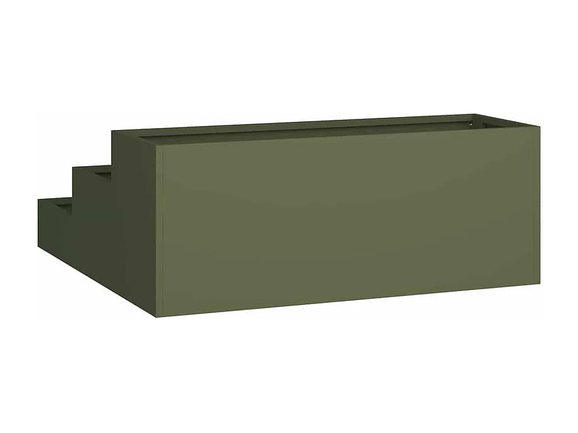 Cache-pot de jardin | Jardinière Vert olive 90 x 90 x 35 cm Acier
