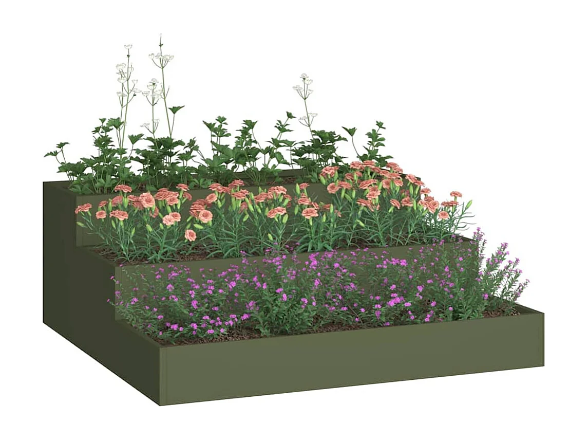 Maceta para Jardín | Jardinera | Macetero Verde oliva 90 x 90 x 35 cm Acero