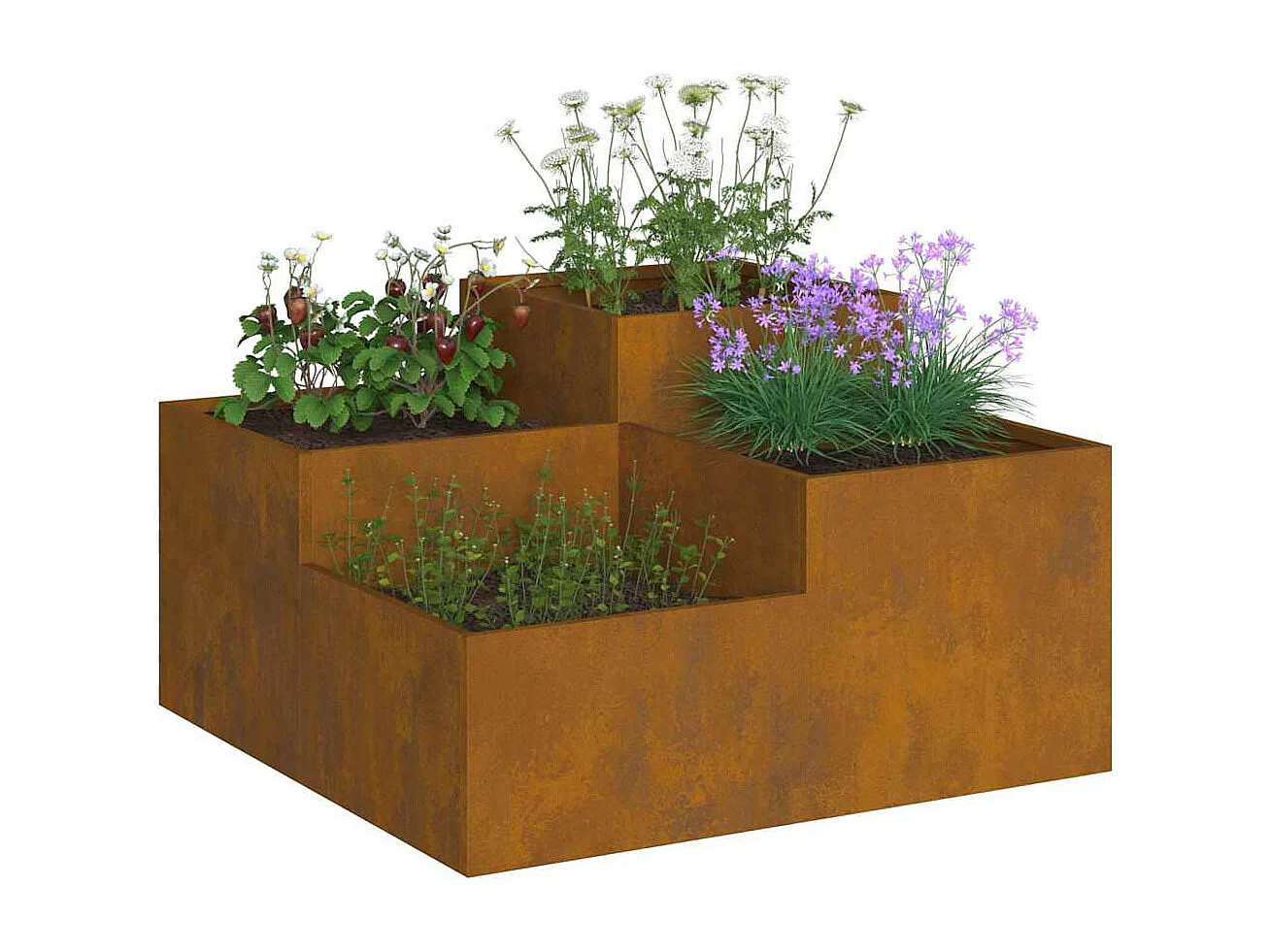 Cache-pot de jardin | Jardinière Rouillé 80 x 80 x 48 cm
