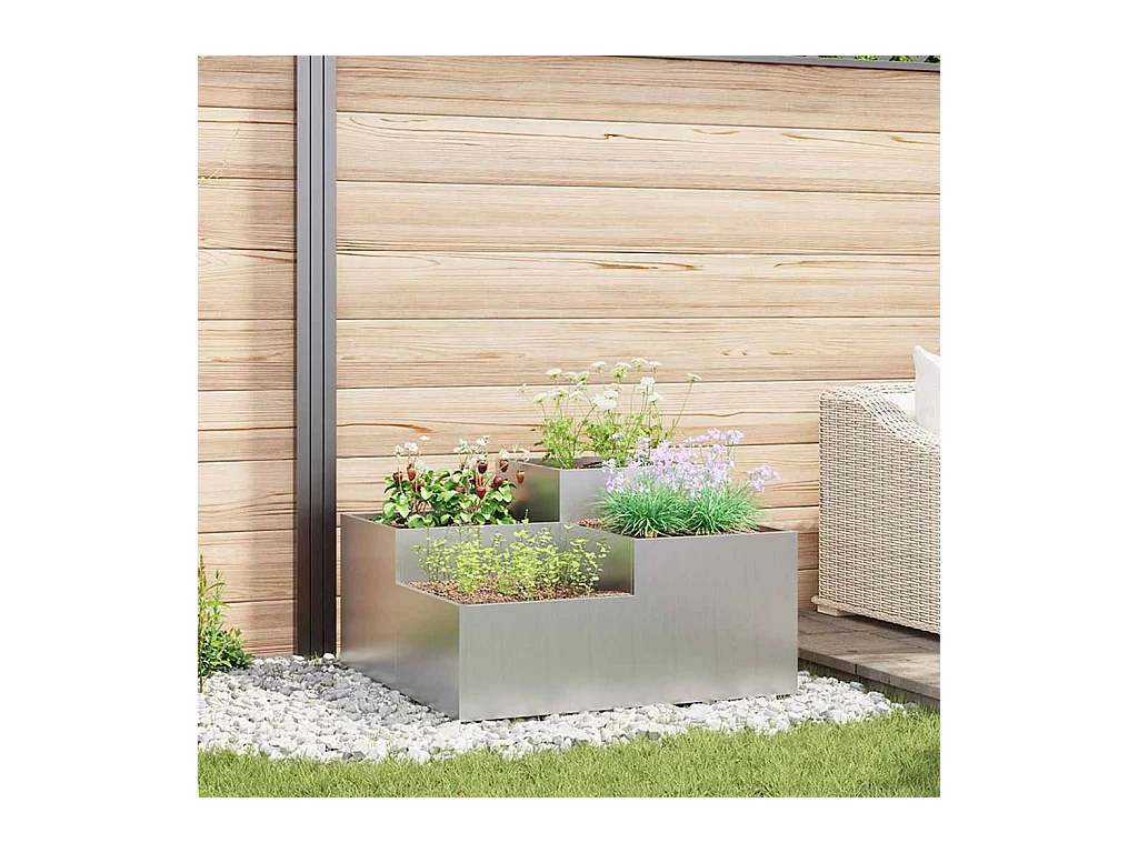 Maceta para Jardín | Jardinera | Macetero Plateado 80 x 80 x 48 cm Acero galvanizado