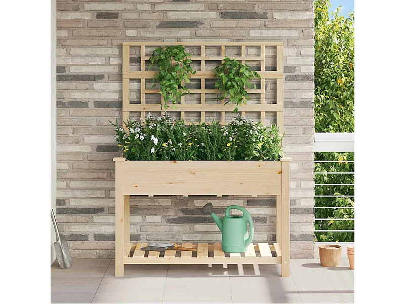 Cache-pot de jardin | Jardinière avec étagère Beige 115 x 60.5 x 153 cm