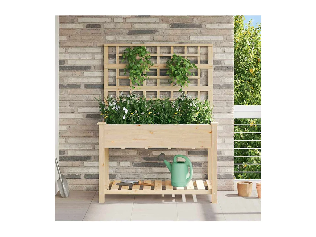 Maceta para Jardín | Jardinera | Macetero con estante Beige 115 x 60.5 x 153 cm