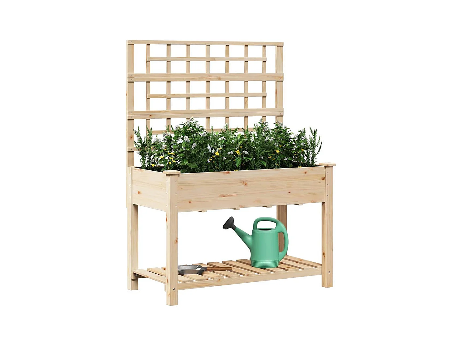 Maceta para Jardín | Jardinera | Macetero con estante Beige 115 x 60.5 x 153 cm