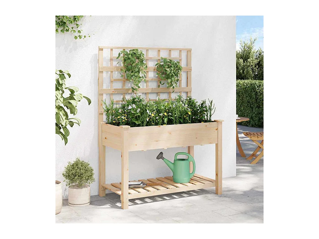 Maceta para Jardín | Jardinera | Macetero con estante Beige 115 x 60.5 x 153 cm