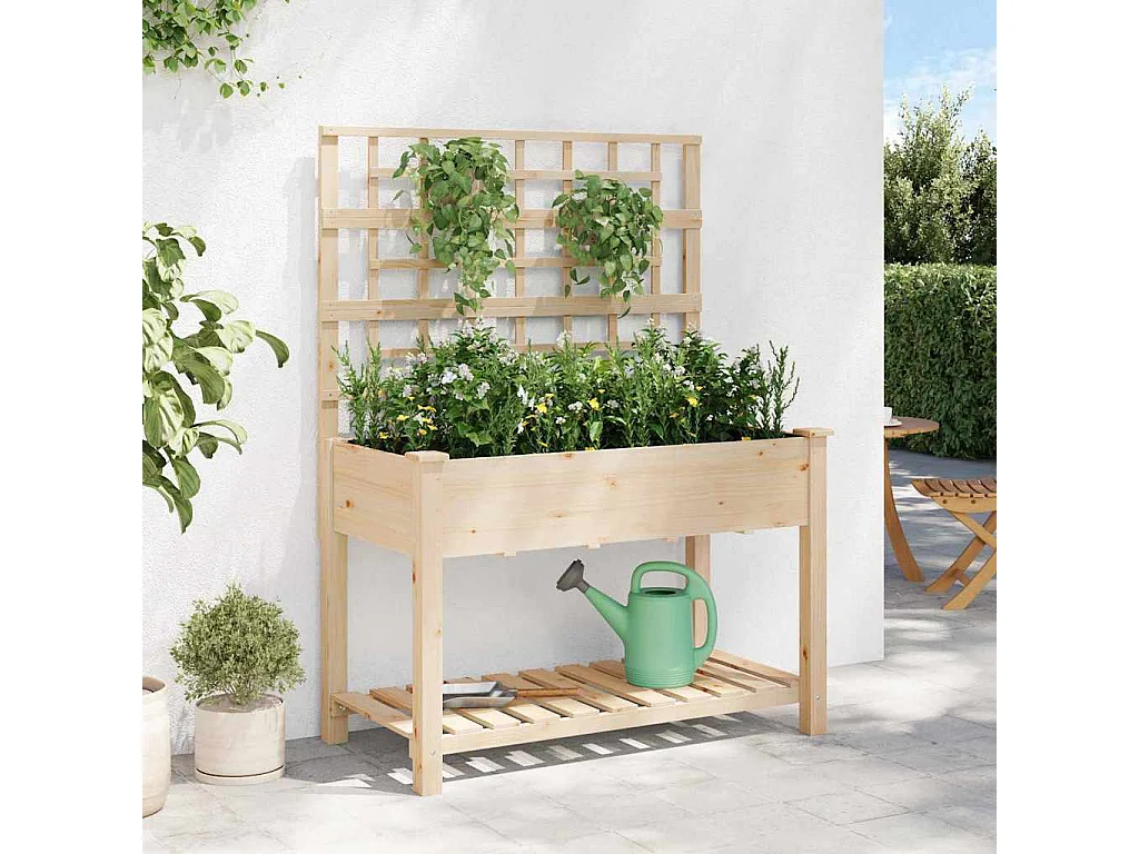 Cache-pot de jardin | Jardinière avec étagère Beige 115 x 60.5 x 153 cm