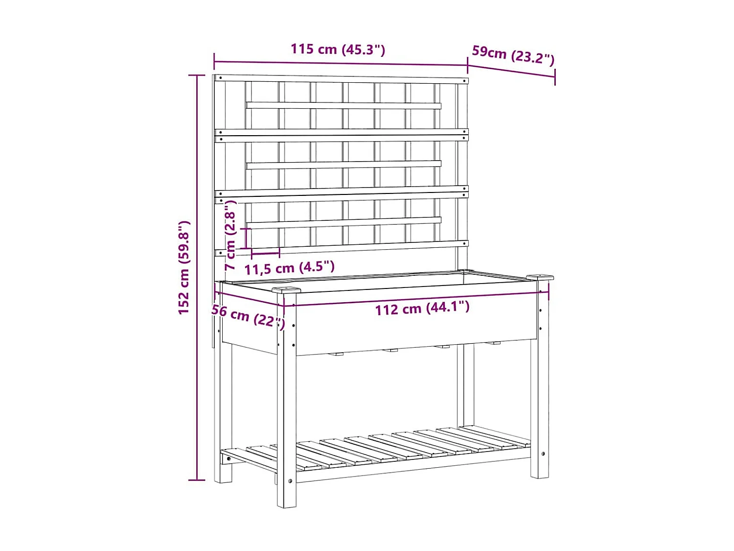 Cache-pot de jardin | Jardinière avec étagère Beige 115 x 60.5 x 153 cm
