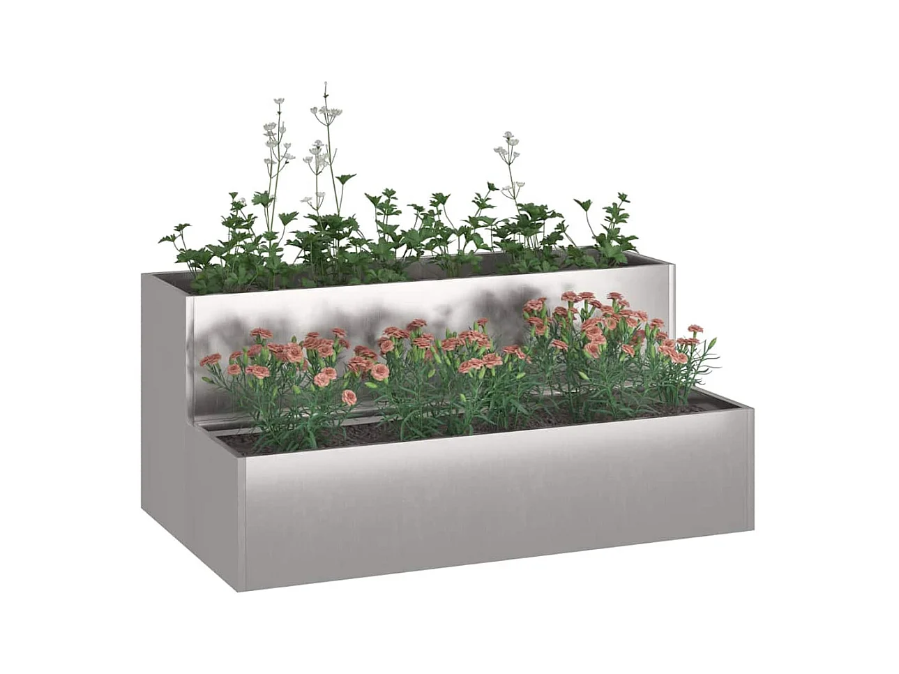 Maceta para Jardín | Jardinera | Macetero Plateado 100 x 60 x 45 cm Acero inoxidable