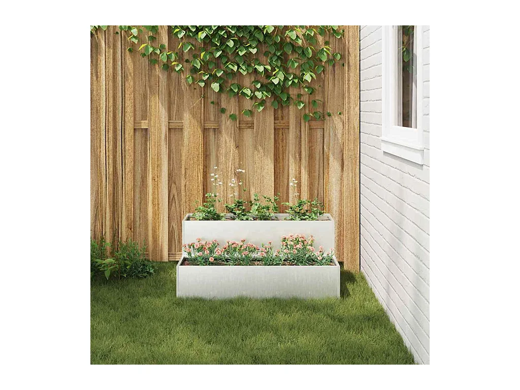 Maceta para Jardín | Jardinera | Macetero Plateado 100 x 60 x 45 cm Acero inoxidable