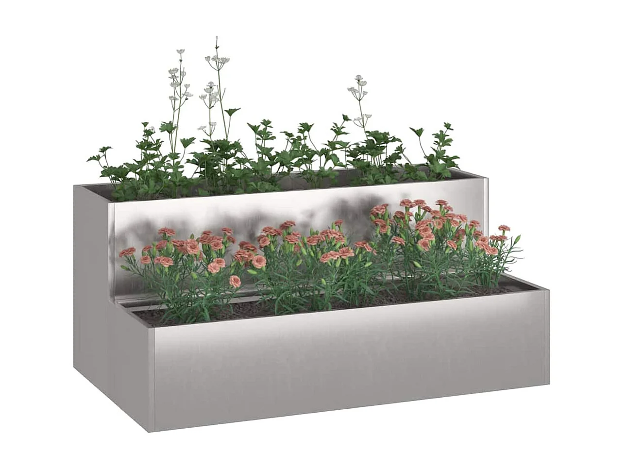 Maceta para Jardín | Jardinera | Macetero Plateado 100 x 60 x 45 cm Acero inoxidable