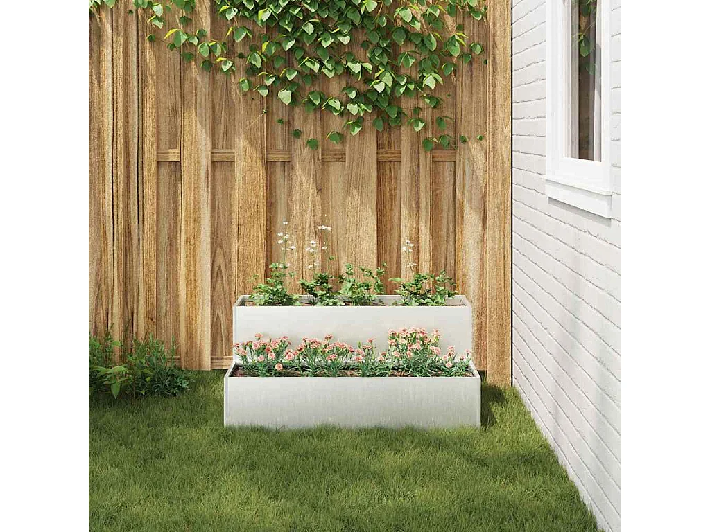 Maceta para Jardín | Jardinera | Macetero Plateado 100 x 60 x 45 cm Acero inoxidable