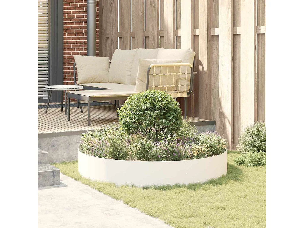 Maceta para Jardín | Jardinera | Macetero Blanco 120 x 120 x 20 cm Acero