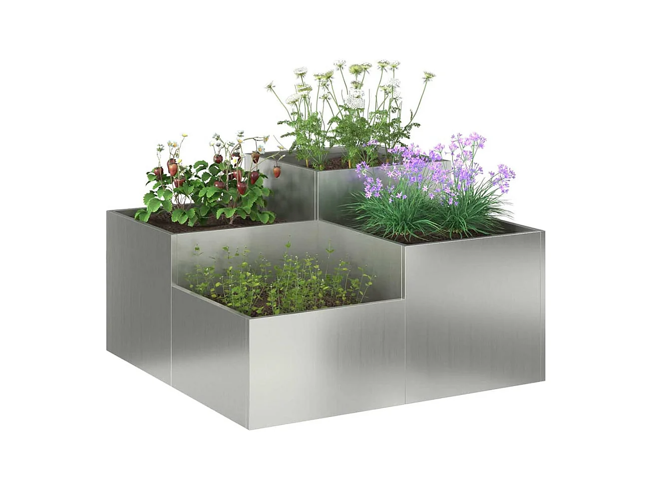 Maceta para Jardín | Jardinera | Macetero Plateado 100 x 100 x 48 cm Acero galvanizado