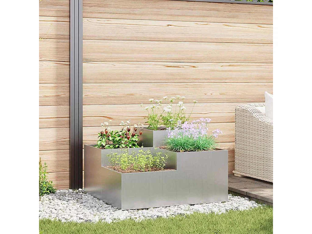 Cache-pot de jardin | Jardinière Argent 100 x 100 x 48 cm Acier galvanisé