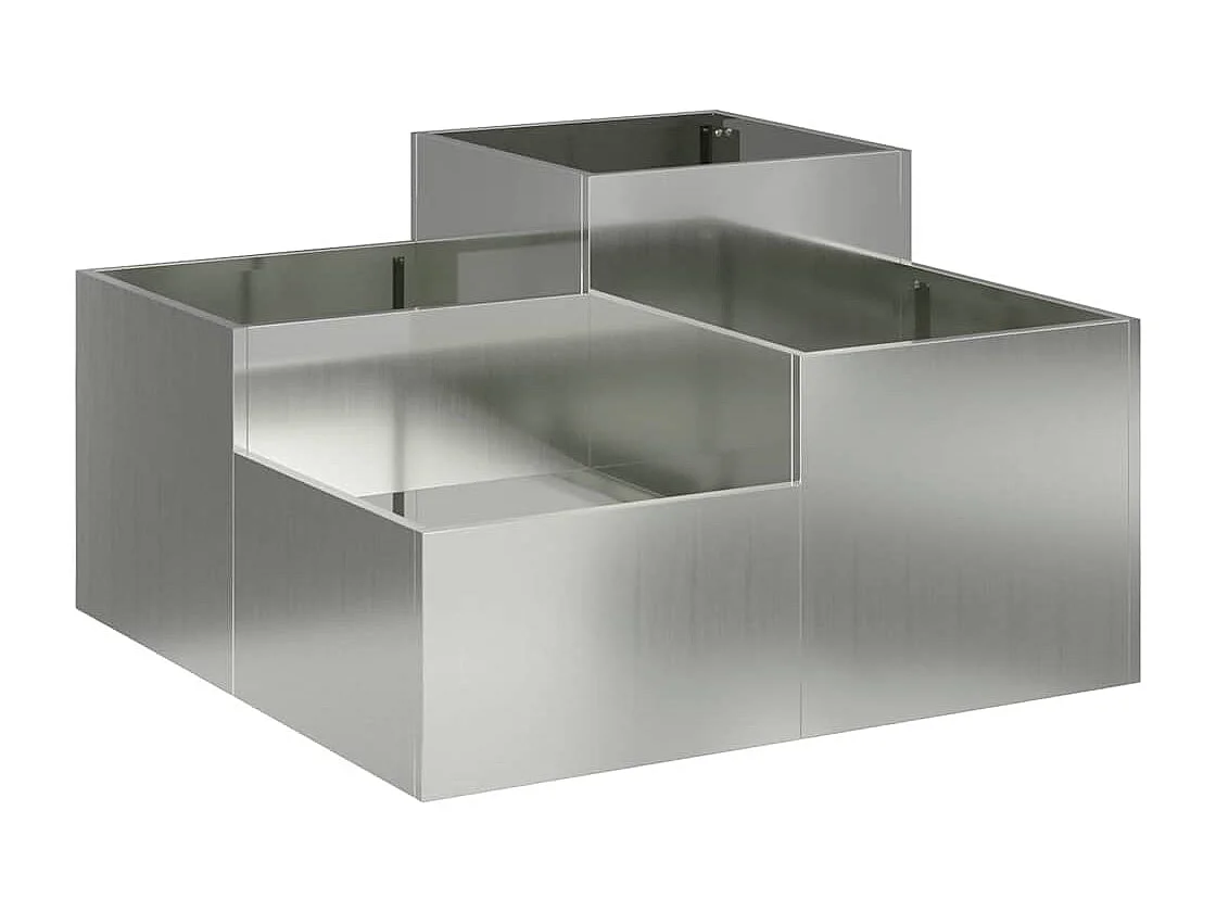 Maceta para Jardín | Jardinera | Macetero Plateado 100 x 100 x 48 cm Acero galvanizado