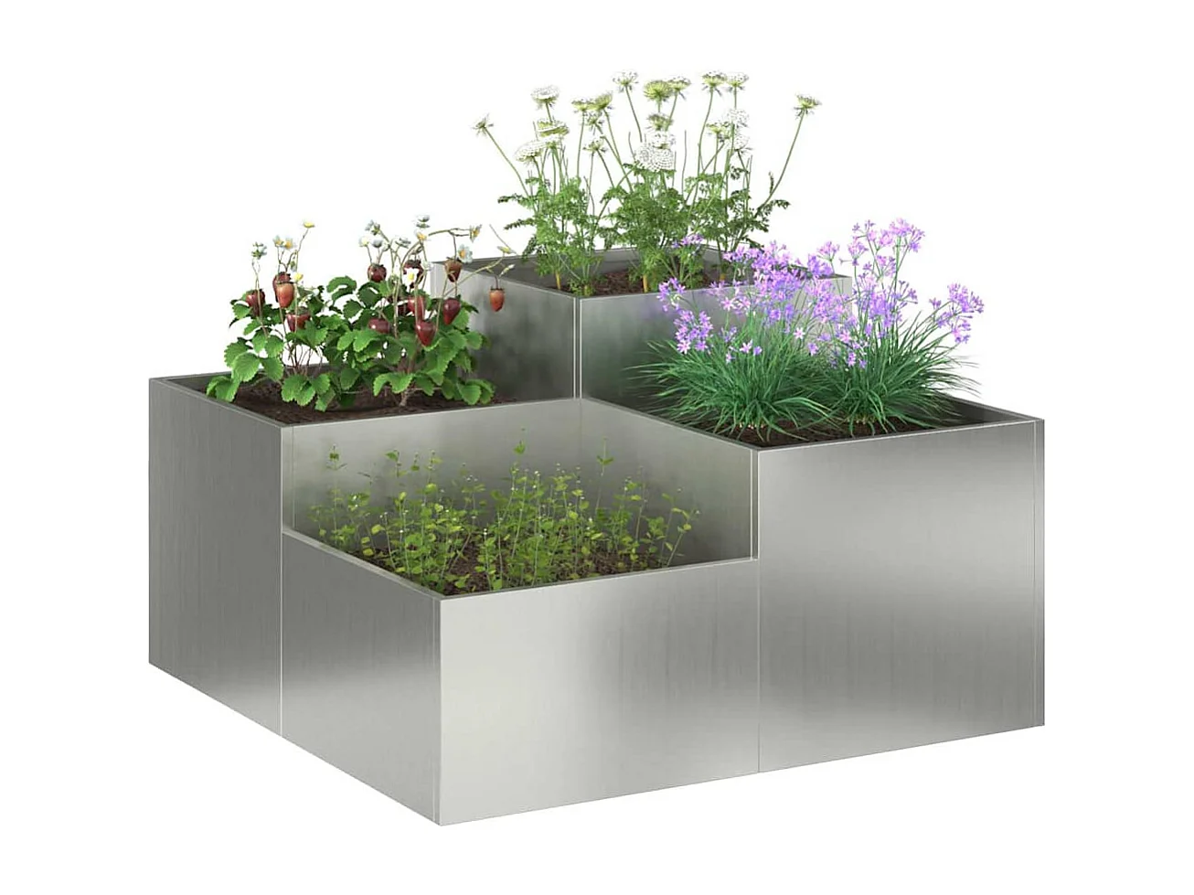 Maceta para Jardín | Jardinera | Macetero Plateado 100 x 100 x 48 cm Acero galvanizado