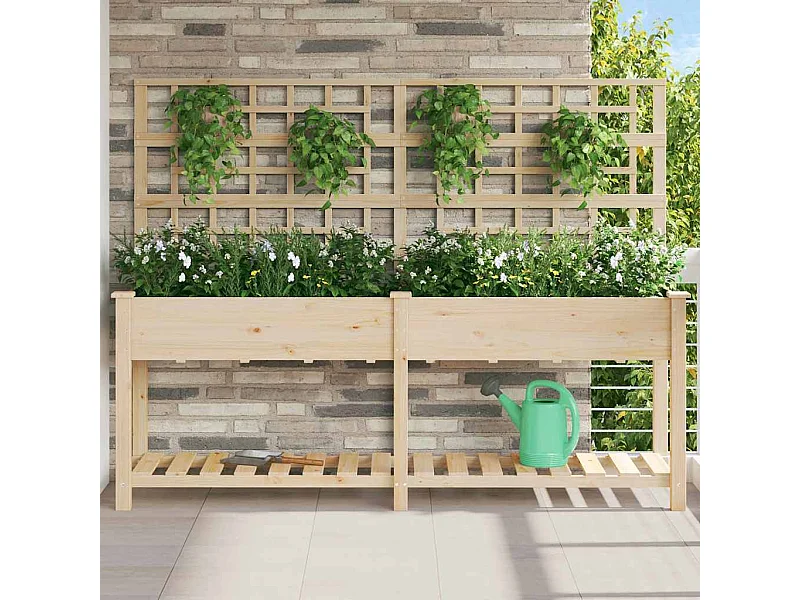 Cache-pot de jardin | Jardinière avec étagère Beige 203.5 x 54 x 152.5 cm