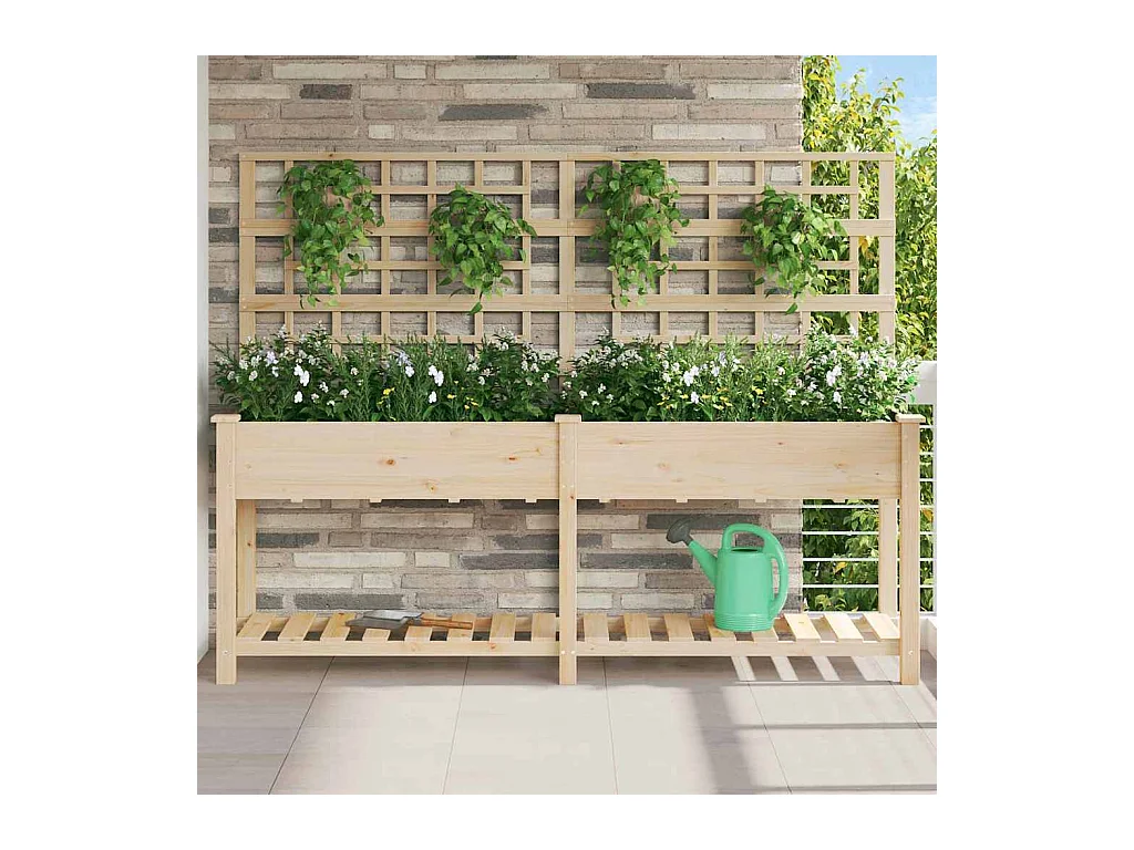 Maceta para Jardín | Jardinera | Macetero con estante Beige 203.5 x 54 x 152.5 cm