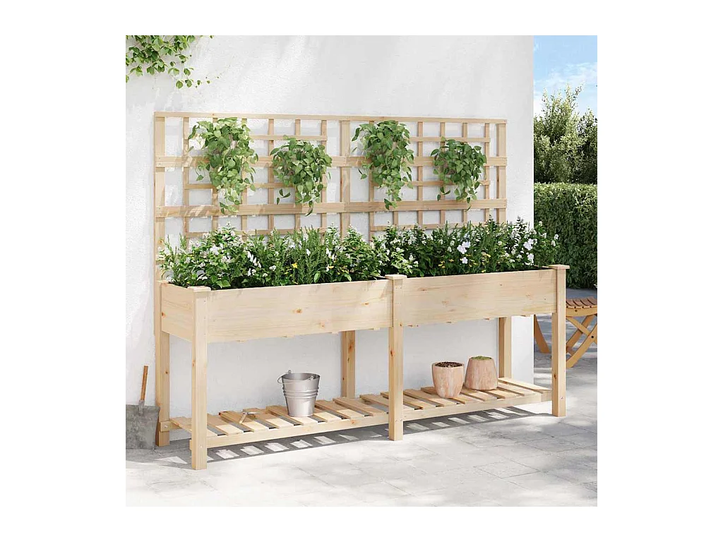 Maceta para Jardín | Jardinera | Macetero con estante Beige 203.5 x 54 x 152.5 cm