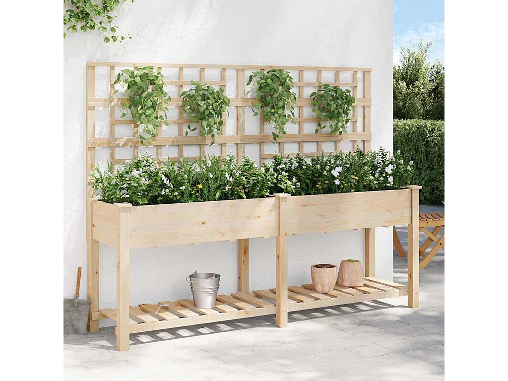 Cache-pot de jardin | Jardinière avec étagère Beige 203.5 x 54 x 152.5 cm