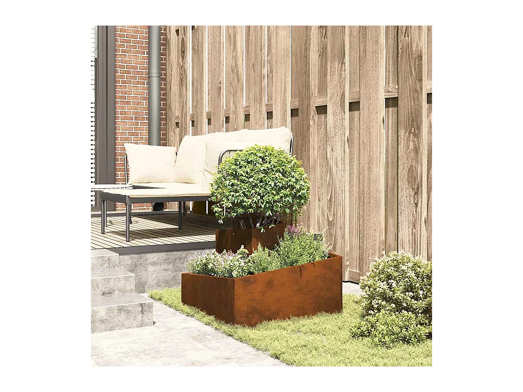 Maceta para Jardín | Jardinera | Macetero Marrón 60 x 60 x 50 cm Acero oxidado