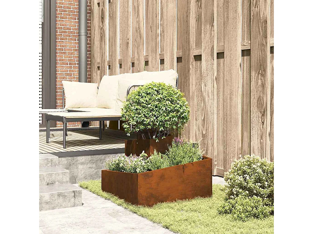 Maceta para Jardín | Jardinera | Macetero Marrón 60 x 60 x 50 cm Acero oxidado