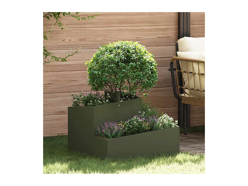 Cache-pot de jardin | Jardinière Vert olive 60 x 60 x 50 cm Acier