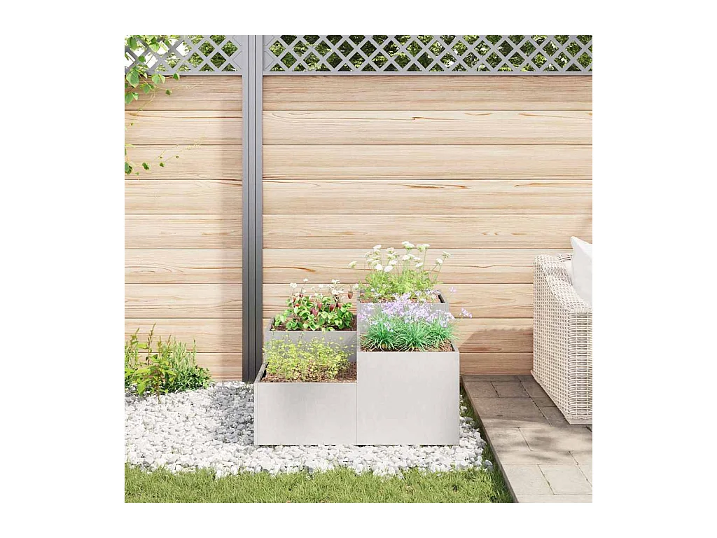 Maceta para Jardín | Jardinera | Macetero Plateado 100 x 100 x 48 cm Acero inoxidable