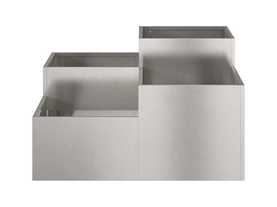 Maceta para Jardín | Jardinera | Macetero Plateado 100 x 100 x 48 cm Acero inoxidable