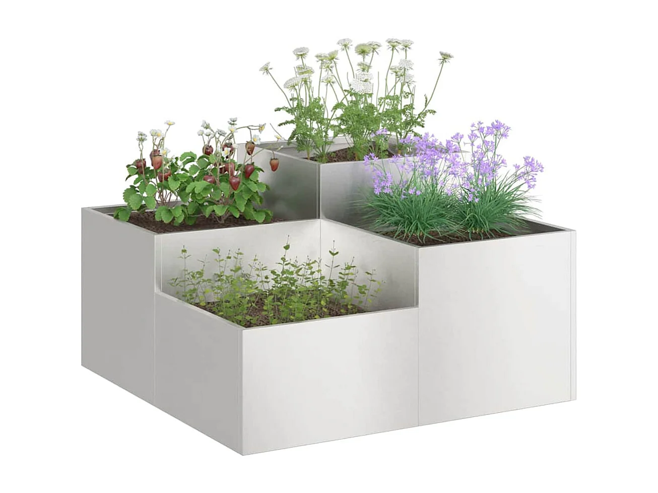 Maceta para Jardín | Jardinera | Macetero Plateado 100 x 100 x 48 cm Acero inoxidable
