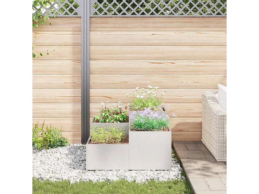 Maceta para Jardín | Jardinera | Macetero Plateado 100 x 100 x 48 cm Acero inoxidable