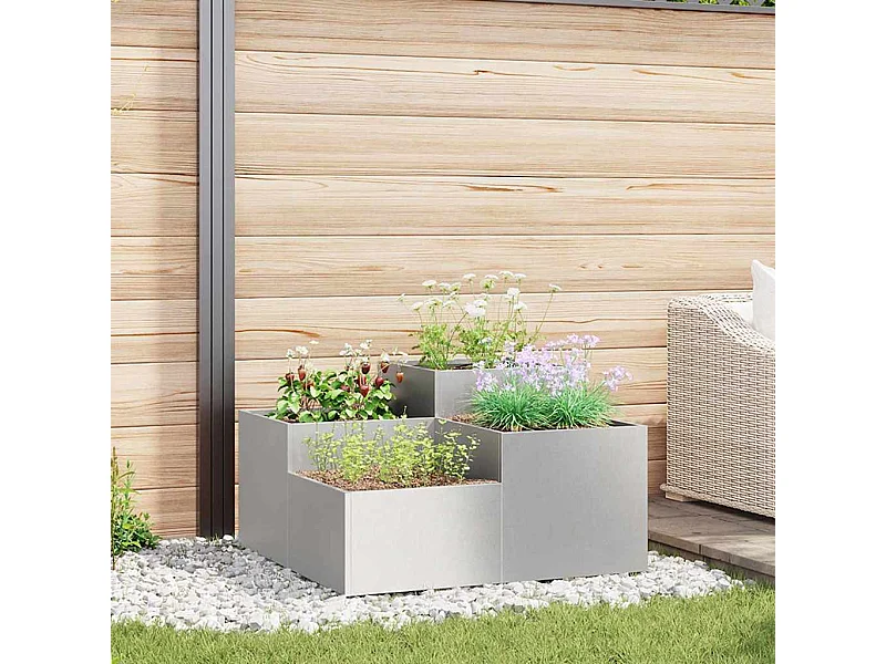 Cache-pot de jardin | Jardinière Argent 100 x 100 x 48 cm Acier inoxydable