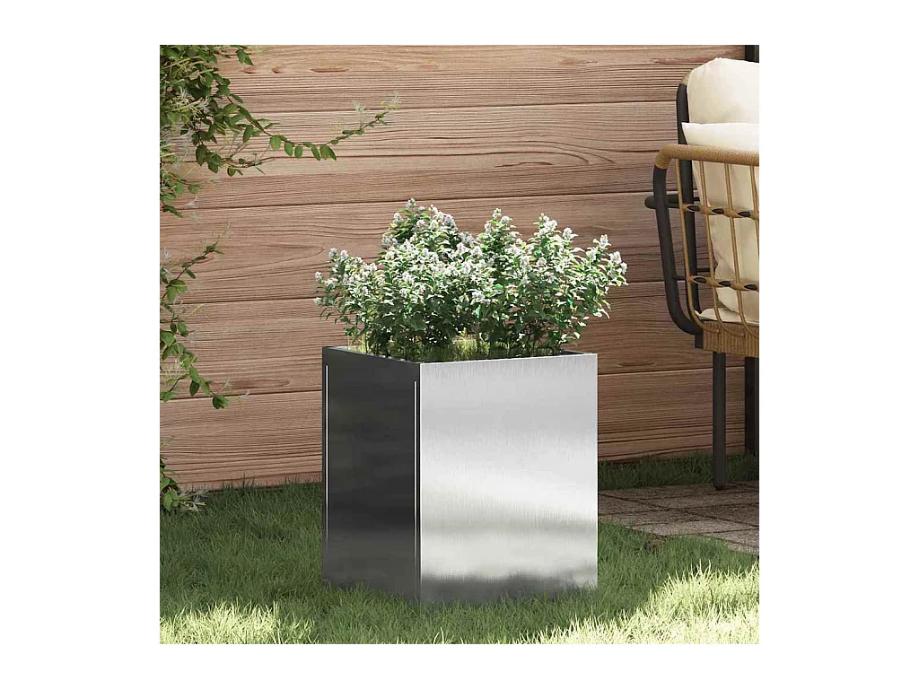 Maceta para Jardín | Jardinera | Macetero Plateado Acero inoxidable