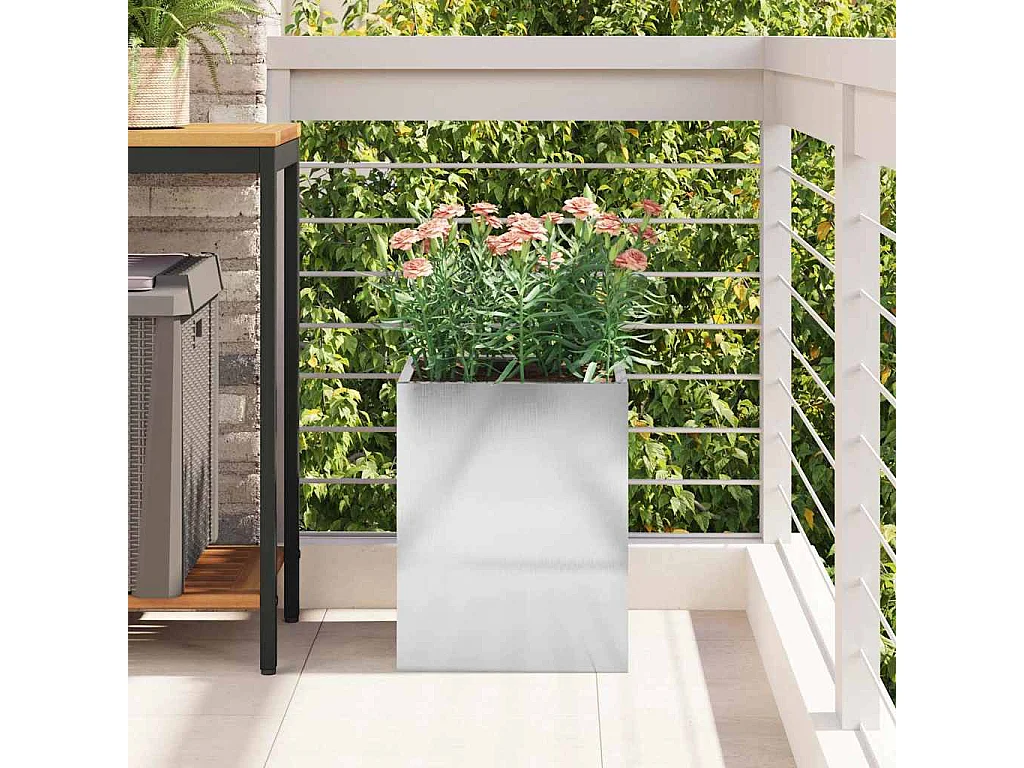 Maceta para Jardín | Jardinera | Macetero Plateado Acero inoxidable