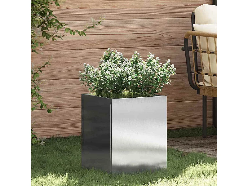 Maceta para Jardín | Jardinera | Macetero Plateado Acero inoxidable