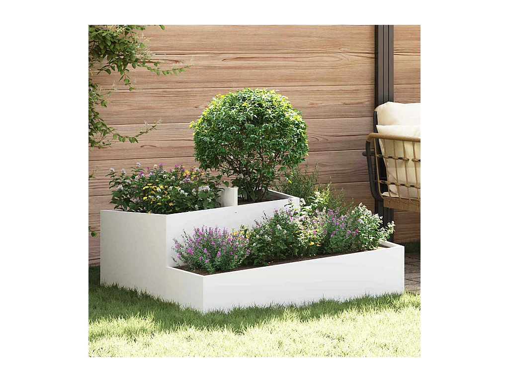 Maceta para Jardín | Jardinera | Macetero Blanco 100 x 100 x 50 cm Acero