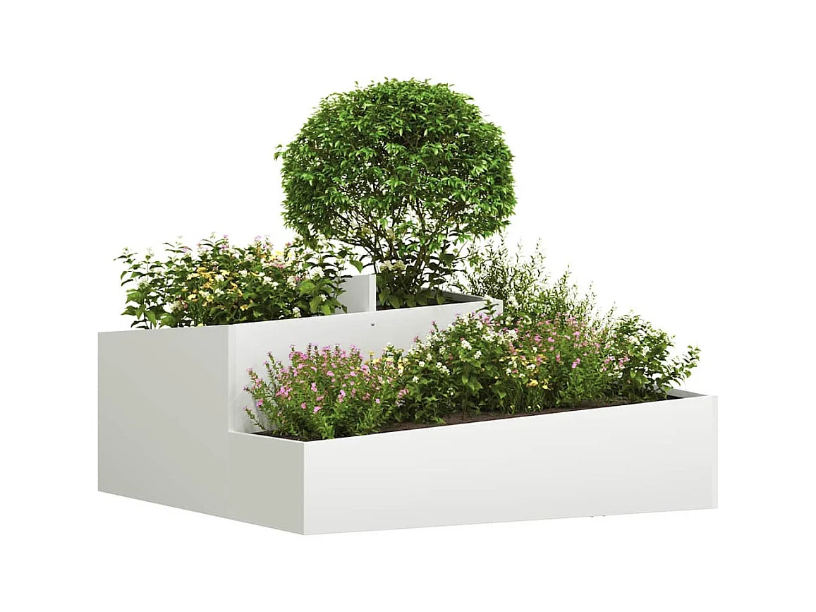 Maceta para Jardín | Jardinera | Macetero Blanco 100 x 100 x 50 cm Acero