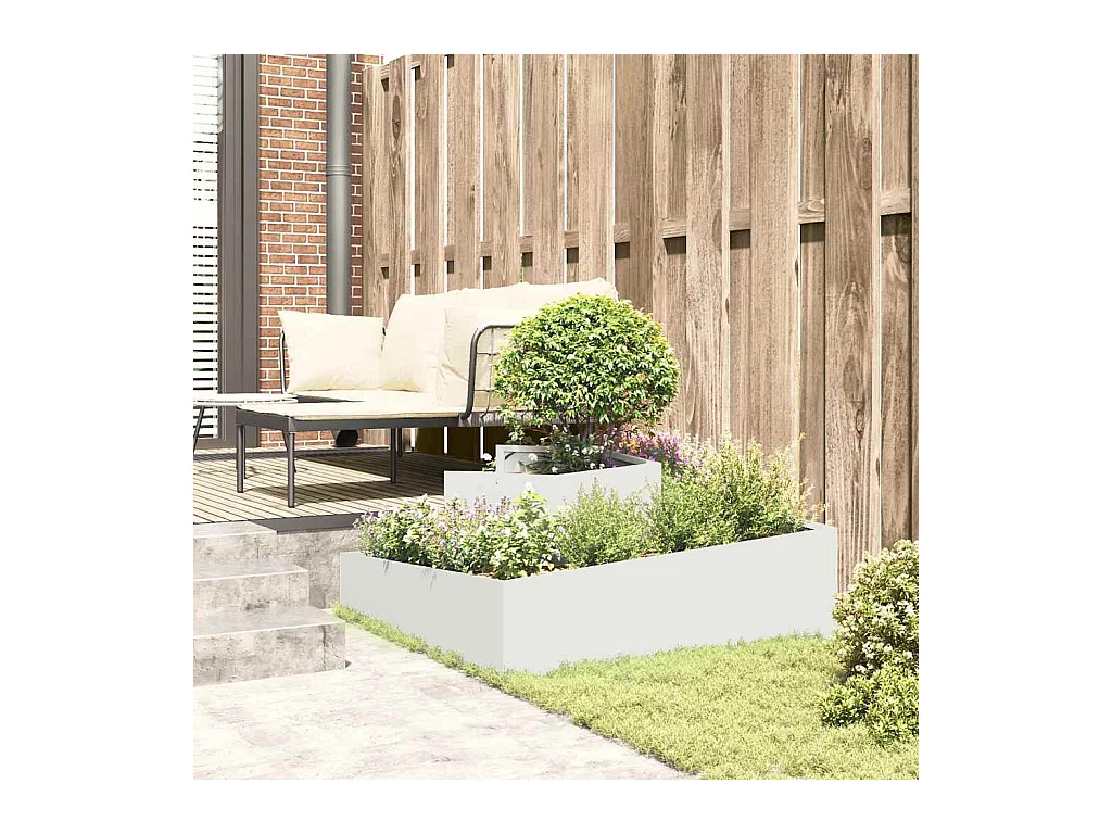 Maceta para Jardín | Jardinera | Macetero Blanco 100 x 100 x 50 cm Acero