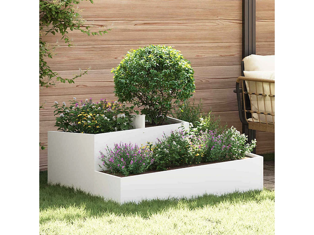 Maceta para Jardín | Jardinera | Macetero Blanco 100 x 100 x 50 cm Acero