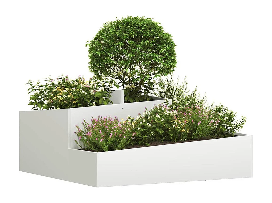 Maceta para Jardín | Jardinera | Macetero Blanco 100 x 100 x 50 cm Acero