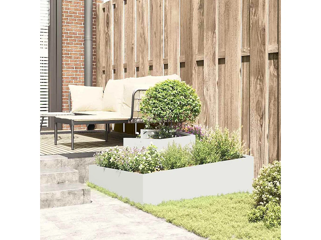 Maceta para Jardín | Jardinera | Macetero Blanco 100 x 100 x 50 cm Acero