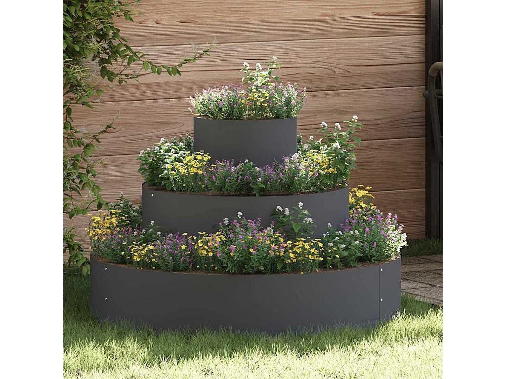 Maceta para Jardín | Jardinera | Macetero Antracita 90 x 90 x 20 cm Acero