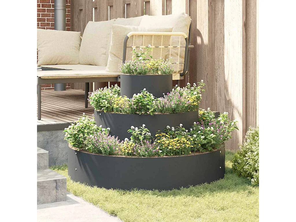 Maceta para Jardín | Jardinera | Macetero Antracita 90 x 90 x 20 cm Acero