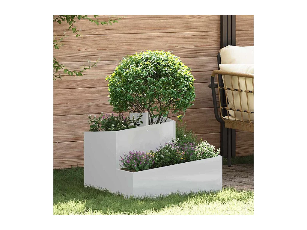 Maceta para Jardín | Jardinera | Macetero Plateado 60 x 60 x 50 cm Acero galvanizado