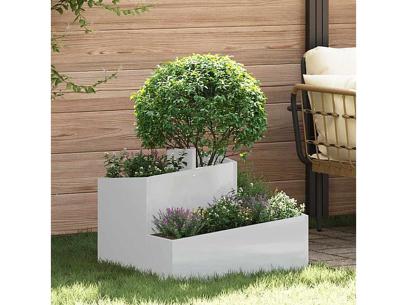 Maceta para Jardín | Jardinera | Macetero Plateado 60 x 60 x 50 cm Acero galvanizado