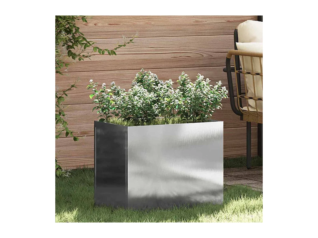 Cache-pot de jardin | Jardinière Argent 50 x 32 x 40 cm Acier inoxydable