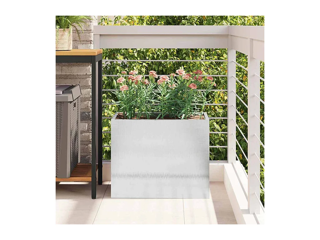 Cache-pot de jardin | Jardinière Argent 50 x 32 x 40 cm Acier inoxydable