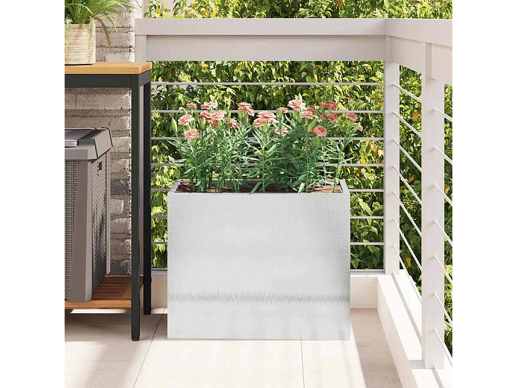 Cache-pot de jardin | Jardinière Argent 50 x 32 x 40 cm Acier inoxydable