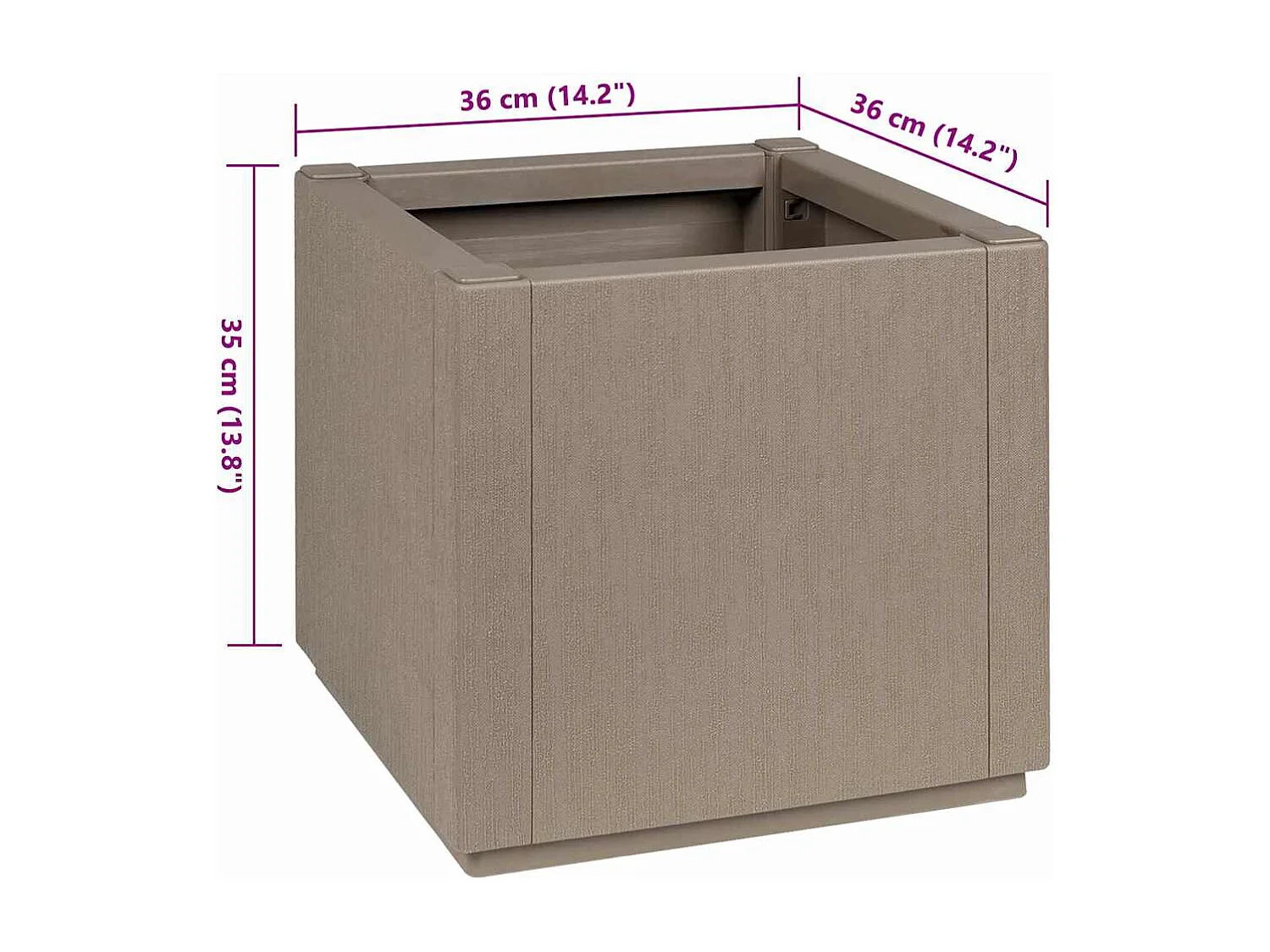 Maceta para Jardín | Jardinera | Macetero Gris 36 x 36 x 35 cm Polipropileno