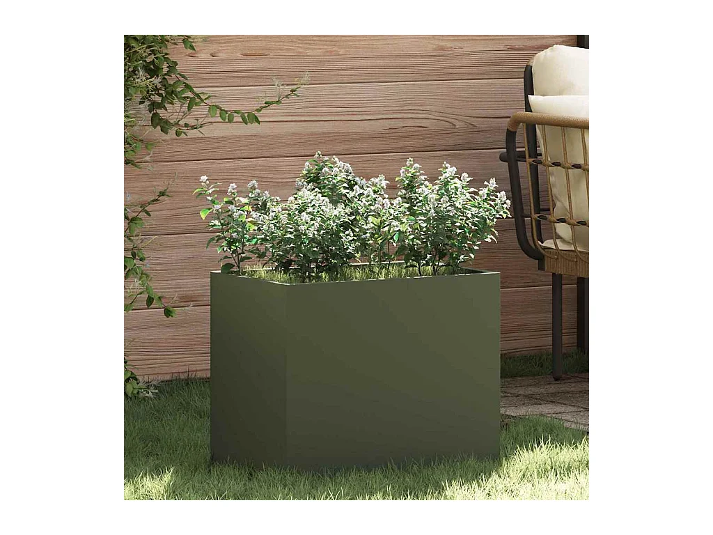 Cache-pot de jardin | Jardinière Vert olive 50 x 32 x 40 cm