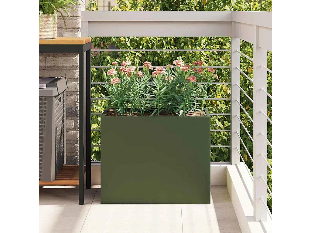 Cache-pot de jardin | Jardinière Vert olive 50 x 32 x 40 cm